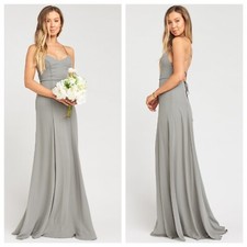 Show Me Your MuMu Strappy Gown Maxi Dress Godshaw Goddess Chiffon Size S In Sage