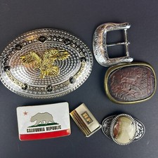 Lot of 6 Men s Metal Belt Buckles - Western style
