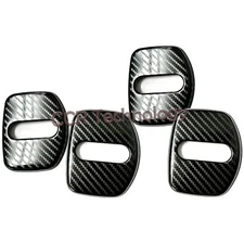 4x Gloss Carbon Fiber Print Stainless Door Striker Cover Fits 14-19 CTS sedan