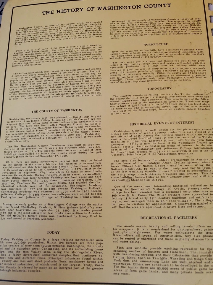 Libro Atlas y Plat 1974 del condado de Washington Pennsylvania de colección raro Foto 2 de 4