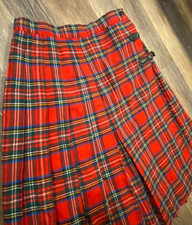 VTG 70s Women's Red Plaid Tartan Pleated A-Line Skirt Kilt Sears Jr Bazaar M
