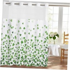 No Hook St. Patrick's Day Shower Curtain with Snap in Liner Shamrock Green