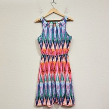 ATHLETA Martinique Dress Women S Colorful Ikat Sleeveless Tasseled Hippie Summer