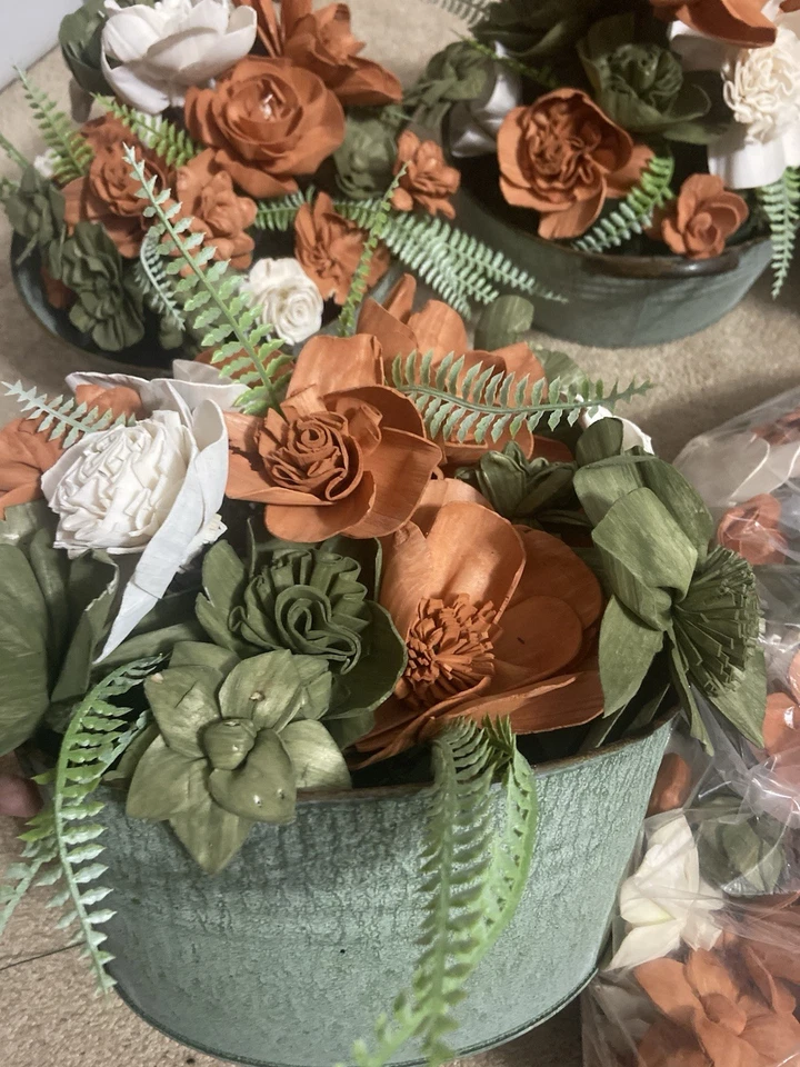 Lote Decoración Floral Boda/Quinceañera Verde Marrón Crema Terracota Salvia Foto 3 de 4