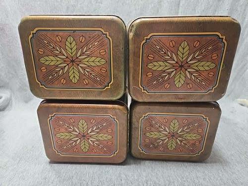 Vintage 1970s Cheinco 4 Pc Tin Cannister Set Flour Sugar Tea Coffee - Picture 8 of 14
