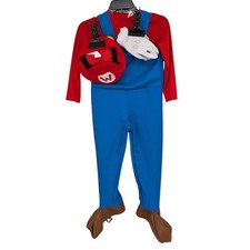 Nintendo Super Mario Kids Costume Jumpsuit Hat Glover Foot Cover Disguise Small