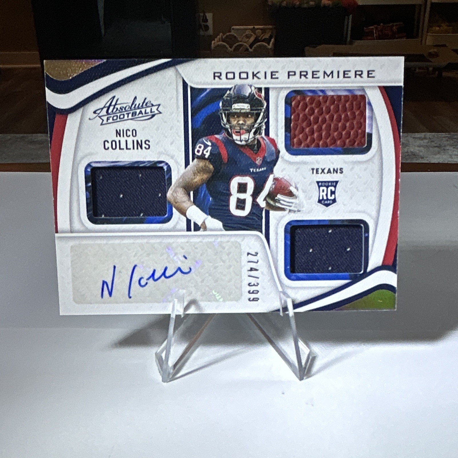 2021 Panini Absolute Nico Collins Rookie Premiere Materials Auto Mem #227 /399