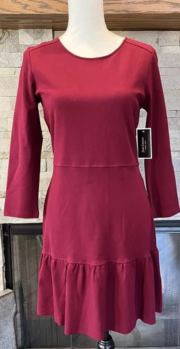 VALENTINO Abito donna Juicy Couture Flirty Ponte rosa aderente e svasato nuovo taglia M (veste come S)