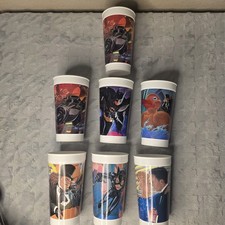 Vintage Batman Returns McDonald's Collector Cup Lot w Lid 1992 90s Movie