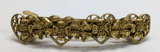 VTG Brass Tone Art Nouveau Style Dogwood Flower  Heart Hair Clip Barrette 3.5"