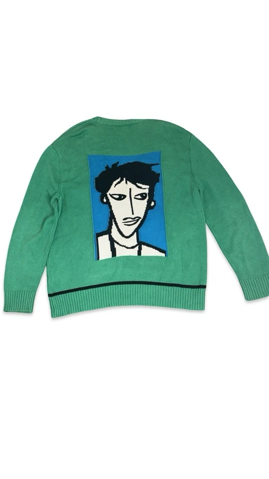 Cárdigan Suéter Zara Oscar Verde Marino Tejido 100% Algodón Para Hombre S-M Foto 2 de 4