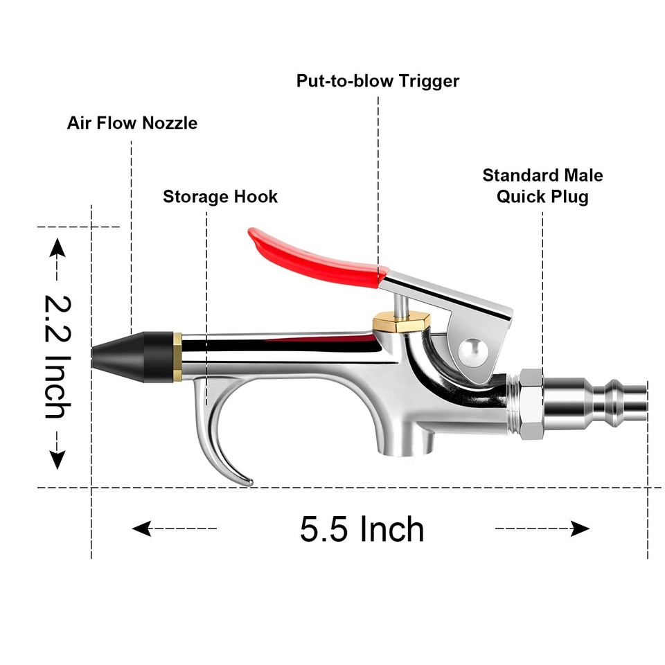 Connection Nozzle 13 Pcs 2-Way Connection Air Nozzle Blow Gun Set, 1/4-Inch NPT Quick ...