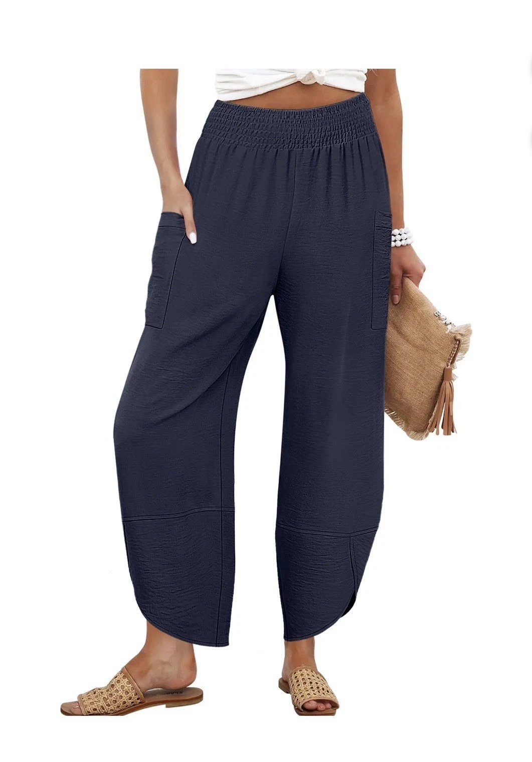 ANRABESS Womens Wide Leg Capri Pants Casual High Waisted Flowy Crop size M NWT
Opens in a new window