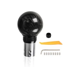 Automatic AT MT Car Gear Carbon Fiber Shift Knob Shifter Push Button Press Style