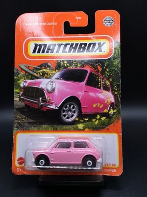 Matchbox 1964 Austin Mini Cooper Pink.  sealed long card. scheckkarte