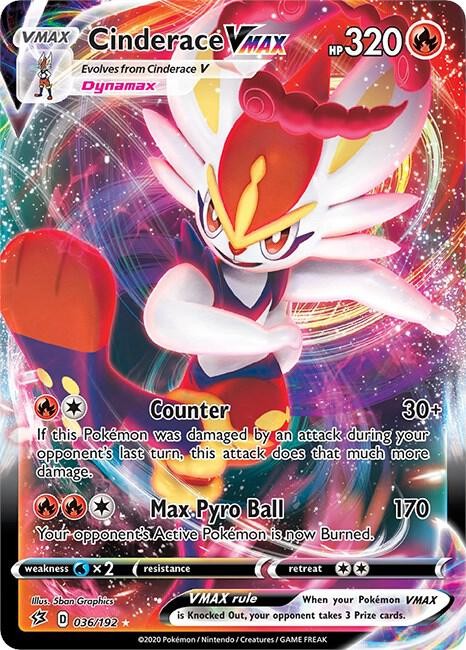 CINDERACE VMAX 036/192 REBEL CLASH POKEMON (ULTRA RARE, NM)
