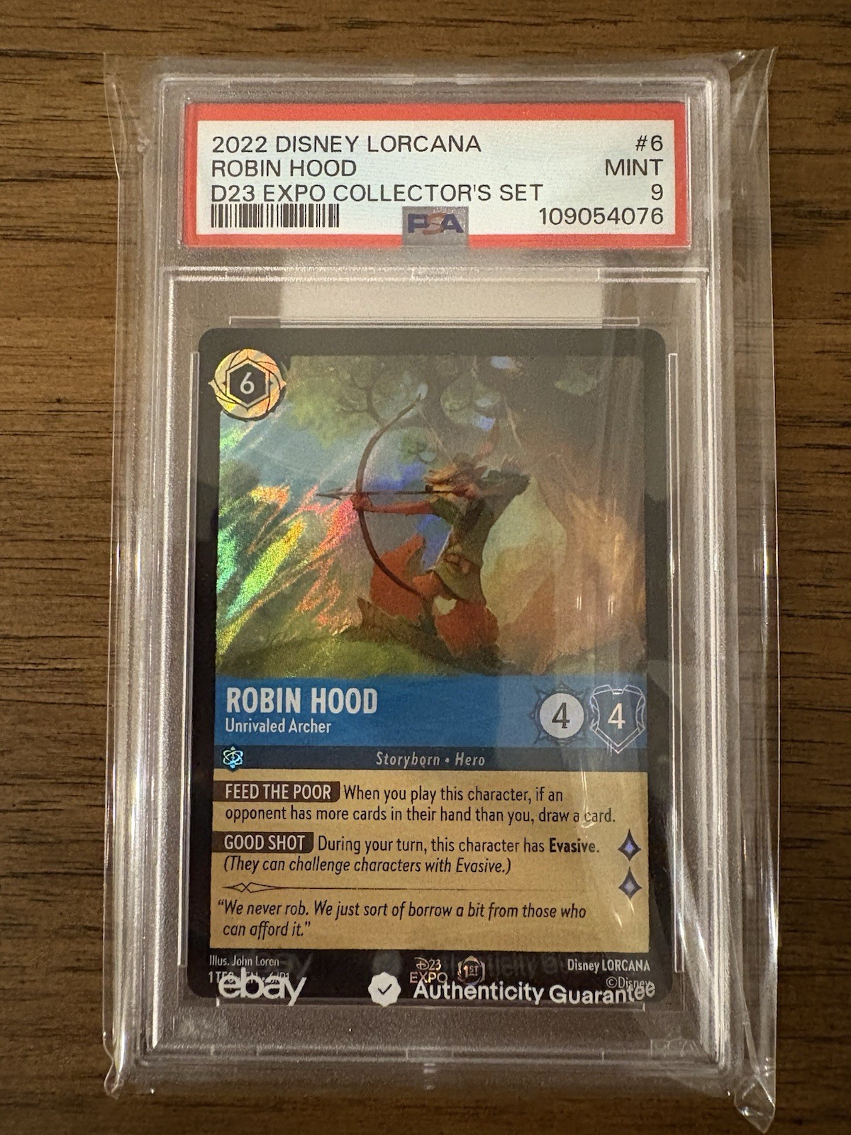 2022 Disney Lorcana TCG D23 Expo #6 Robin Hood Promo Rare Card PSA 9 1st Edition