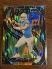 2024 Panini Select Premier Level Black & Gold Prizm Shock Justin Herbert #131
