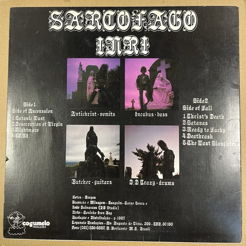 SARCOFAGO -I.N.R.I -ORIGINAL BRAZILIAN COGUMELO PRODS LP - COG 007 -BIG RARITY!! - Picture 2 of 4