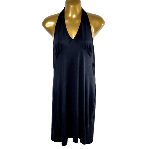 5B STYLE Short Halter Dress Black Feminine Travel Resort Vacation Sexy Large NEW