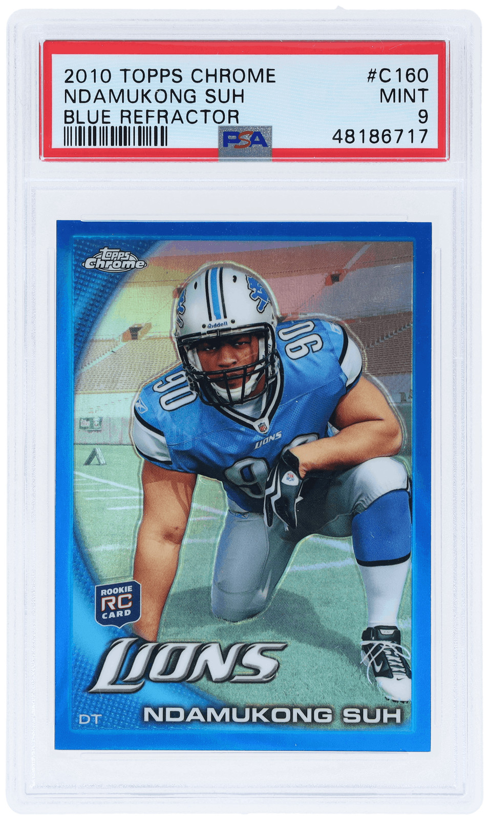 2010 Topps Chrome Ndamukong Suh Blue Refractor #C160 /199 PSA 9 Rookie RC