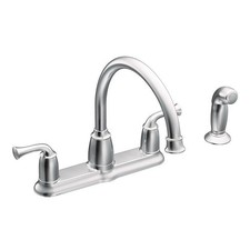 Moen Banbury Two Handle Chrome Kitchen Faucet Side Sprayer