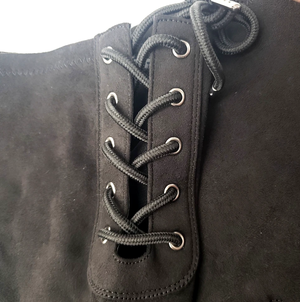 Bota Torrid negra imitación gamuza plataforma elástica sobre la rodilla para mujer 9,5 WW Foto 4 de 4