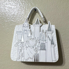 Disney Cinderella Castle Mini Handbag Purse, White  Silver Princess Theme