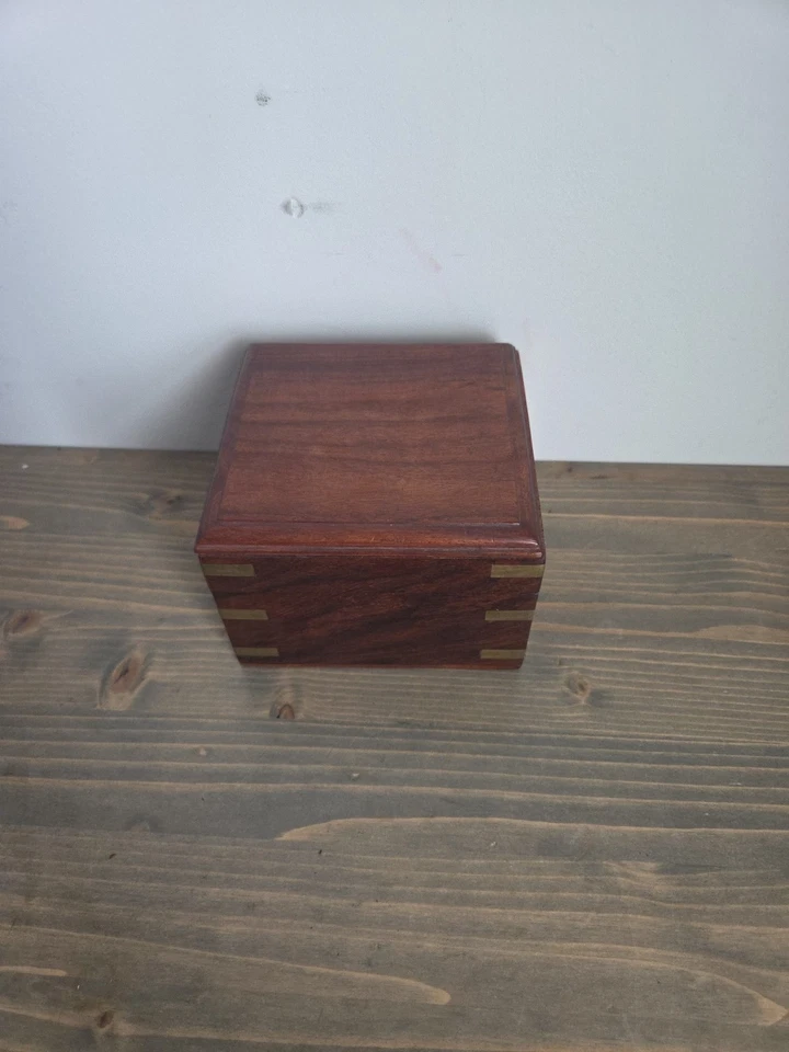 Brújula direccional cardán náutico de colección marina marítima en caja de madera de caoba Foto 3 de 4