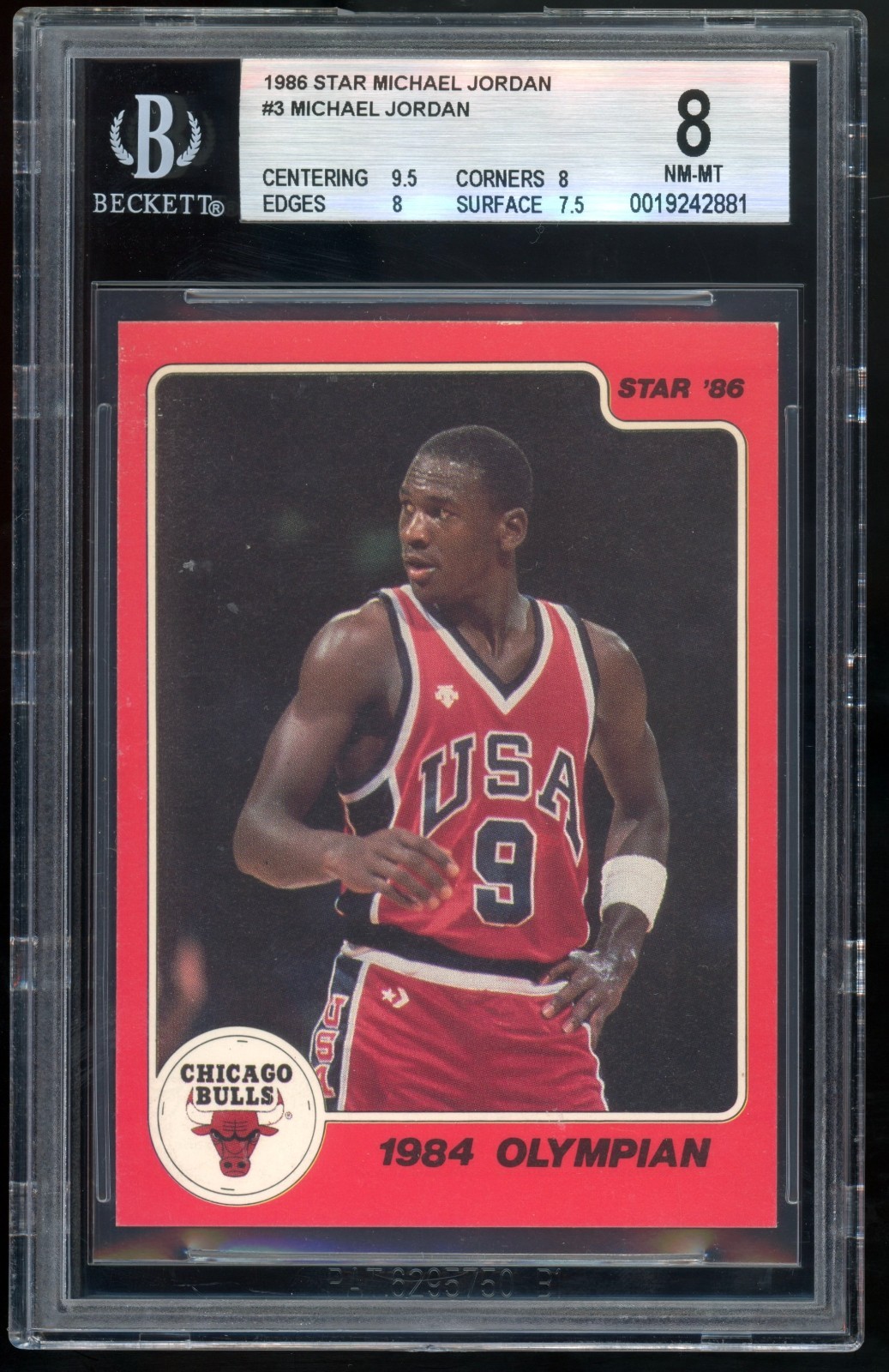 1986 Star Michael Jordan #3 1984 Olympian BGS 8 NM-MT