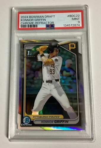 2024 Bowman Draft KONNOR GRIFFIN Chrome Refractor 1st Card Pirates PSA 9 MINT
