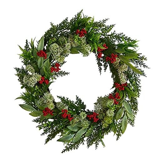  24in. Cedar, Eucalyptus and Berries Artificial Christmas Wreath 