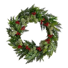  24in. Cedar, Eucalyptus and Berries Artificial Christmas Wreath 