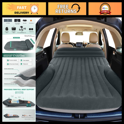 Thick Flocked SUV Air Mattress with Pump | Complete Camping Bed Kit for Road Tri