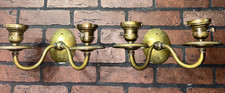 Regency - Mid Century Vintage Brass Two Armed Wall Light Sconce Pair
