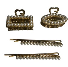 Vintage Pearl Accent Hair Clips Pins Lot