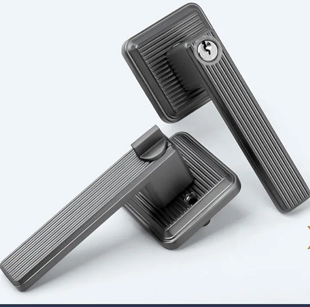 Stripes Privacy Door  Handle Antique Nickel Keyed Entry New-image