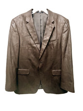 Apt. 9 Men's Brown Faux Leather Blazer Jacket 44R 46R Y2K Grunge Dark Academia
