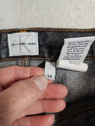 Vintage Calvin Klein Carpenter Jean Shorts Men's 34 Faded Black Denim - Picture 9 of 11