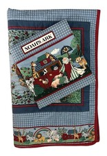 Vtg. Cranston Noah s Ark Hand Quilted Double Sided Baby Blanket w/Story Book