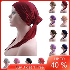 India Women Long Tail Chemo Cap Muslim Headscarf Hair Loss Turban Hijab Wrap Hat