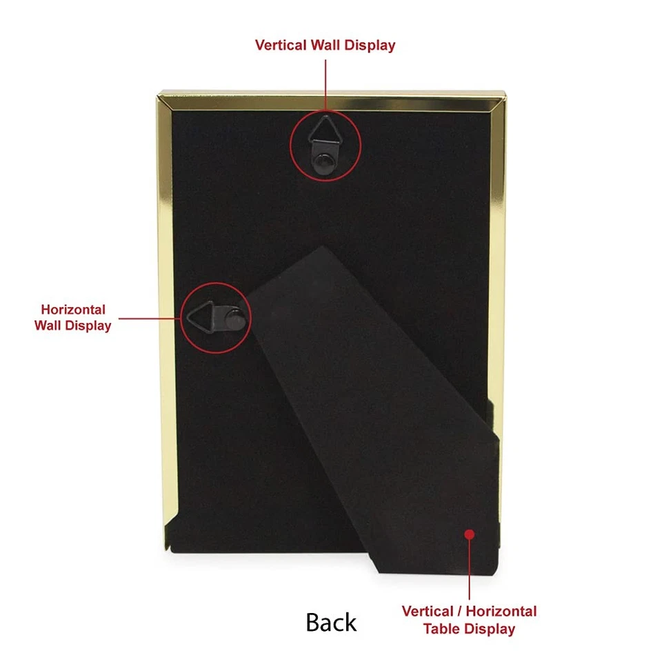 Marco de fotos 4x6 de cuero negro con metal dorado (vertical y horizontal), peludo... Foto 3 de 4