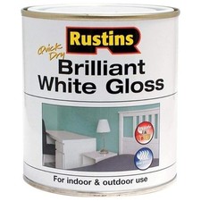Rustins Brilliant White Gloss Paint Quick Dry Durable Low Odour 250ml/500ml/1L