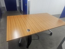 Folding Conference Table Desk 2m Office Table With Power USB Wheels Flip Top