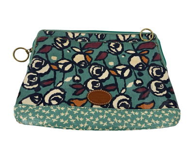 Fossil Key Floral Coated Canvas Travel Organizer Birds Zipper Pouch 11'' x 9''