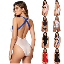 US Lady Swimsuit Hollow Out Backless Bathing Suit Swimwear Anime Kawaii Bodysuit