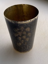 Antique Russian Silver Gilt Metal Niello Vodka Cup Beaker 6cm High 1927 - 45g