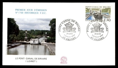 Mayfairstamps France FDC 1990 Boat Pont Canal de Briare First Day Cover aax_2322