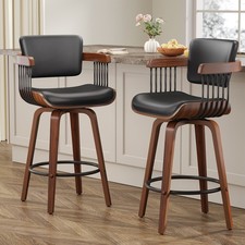 Black PU*2 Swivel Bar Stools 26 Inch Retro Be...