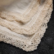Lot 3 Vintage Lace Trim Cotton Handkerchiefs White Crochet Hankies
